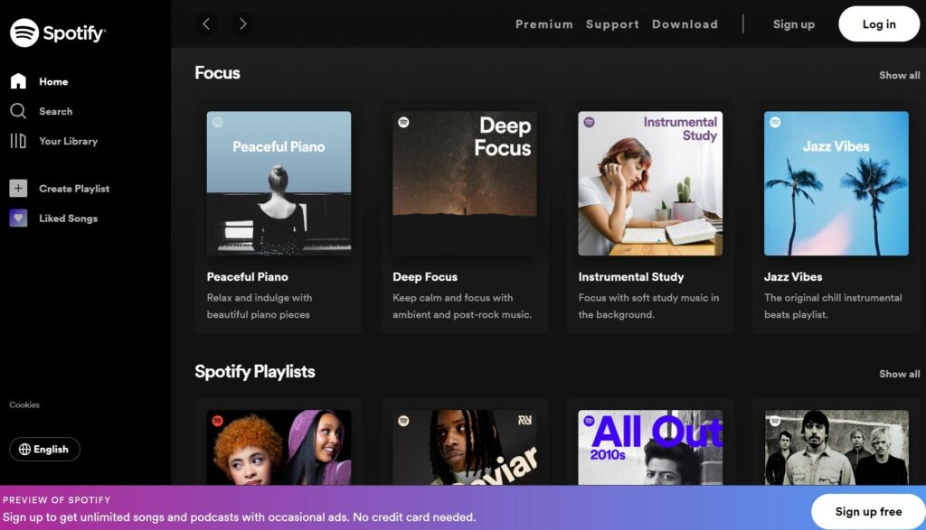 Consistent website branding and visual identity of Spotify